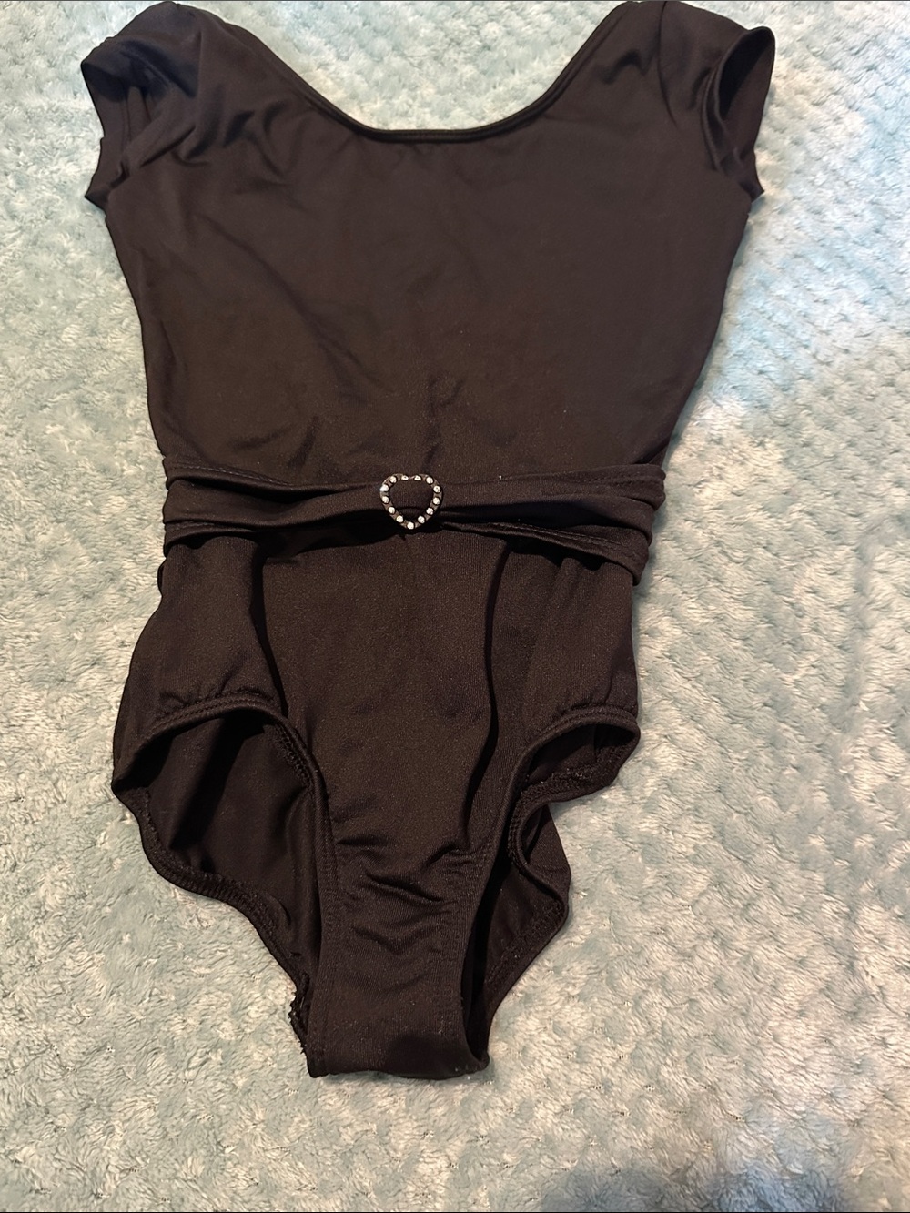 Bloch Black Girls' One-Piece Leotard with Heart Belt